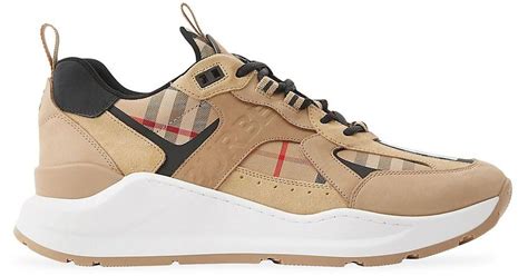 Shop Burberry Sean Checked Sneakers .